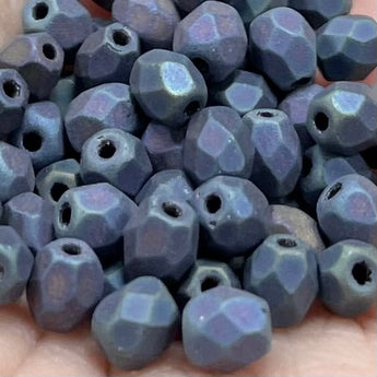 100 Matte Blue Iris Czech Faceted Glass Beads