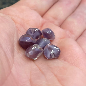 6 Vintage German Clear Lavender Glass Beads #8970