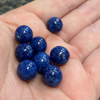 8 Vintage Japan Lapis Blue Round Glass Beads