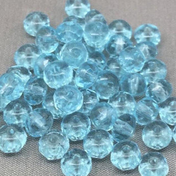 Blue Aqua Faceted Rondelle Glass Beads