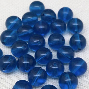 Blue Capri Czech Round Glass Beads