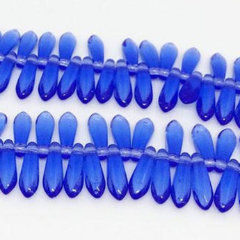 Blue Sapphire Czech Dagger Glass Beads