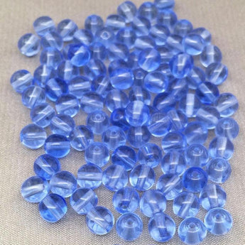 Blue Sapphire Czech Round Glass Beads