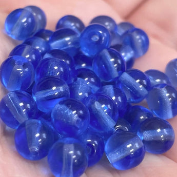 Blue Sapphire Czech Round Glass Beads