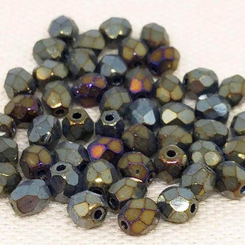 Bronze Metallic Czech Faceted Glass Beads