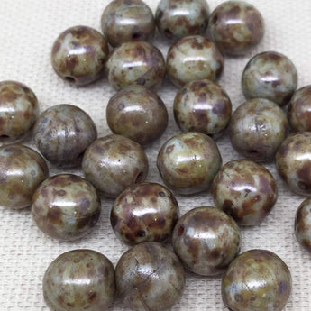 Brown Picasso Czech Round Glass Beads