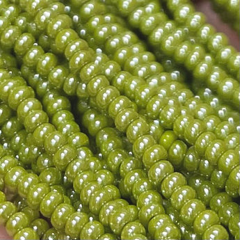 1 Hank Luster Olive Green Czech Glass Seed Beads