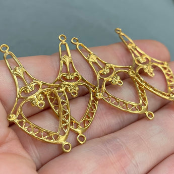 4 Gold Lattice Metal Connector Pendants