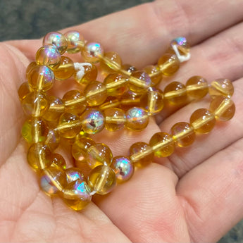 50 AB Light Golden Yellow Czech Round Glass Beads