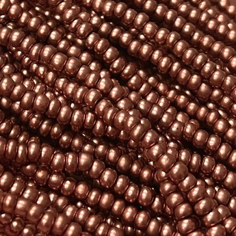 1 Hank Silk Dark Copper Czech Glass Seed Beads