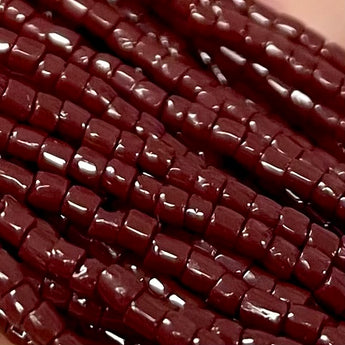 1 Hank Tri-Cut Maroon Czech Glass Seed Beads