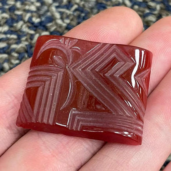 1 Vintage Carnelian Deco Glass Cabochon #8407