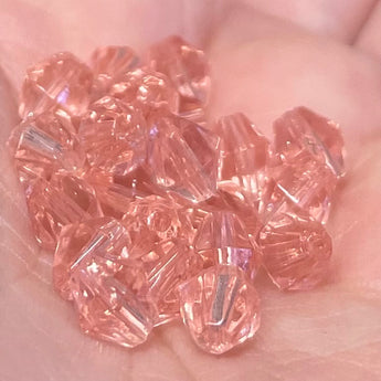 50 Vintage Pink Faceted Bicone Glass Beads #8353