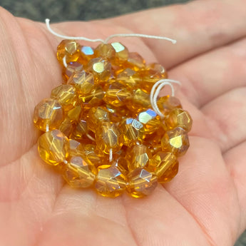 50 AB Topaz Czech Fire Polished Glass Beads