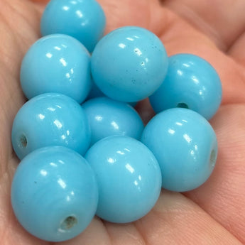 10 Vintage Blue Japan Round Glass Beads