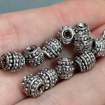 12 Vintage Antique Silver Plated Metal Beads #9336