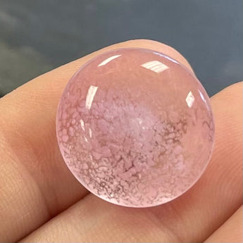 1 Vintage Transparent Mottled Pink Japan Button Glass Stone