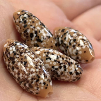 4 Vintage Japan Mottled Brown Oval Glass Beads