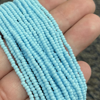 1 Hank Matte Sky Blue Czech Glass Seed Beads