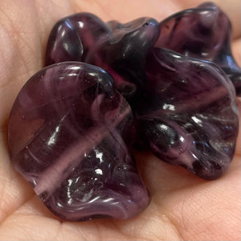 8 Vintage Purple Wavy Glass Beads