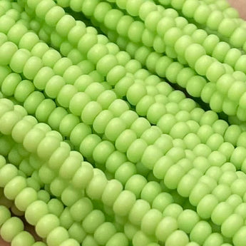 1 Hank Matte Lime Green Czech Glass Seed Beads