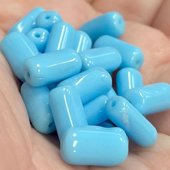 25 Vintage Blue Austrian Tube Glass Beads