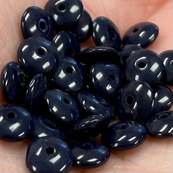 50 Vintage Czech Navy Blue Rondelle Disc Glass Beads #9047