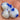 4 Vintage Japan Opal White Blue Dot Glass Beads #9284