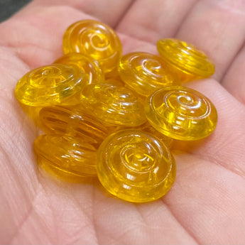 12 Golden Yellow Czech Spiral Coin Glass Beads