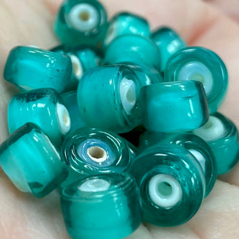 25 Handmade Teal Glass Beads