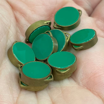 10 Vintage Green Brass Connectors