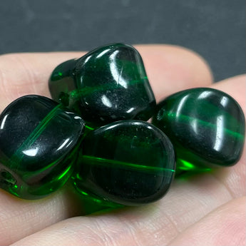 4 Vintage Green Emerald Mixed Czech Glass Beads