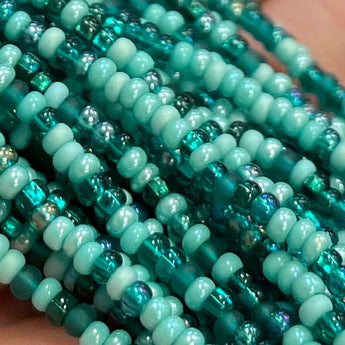 1 Hank Mixed Turquoise Fetish Czech Glass Seed Beads