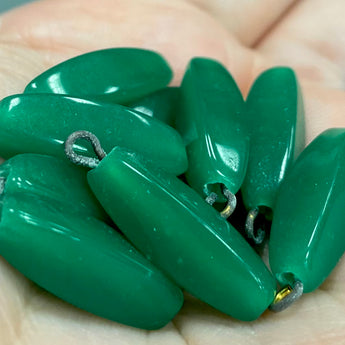 10 Vintage Green Japan Glass Charms