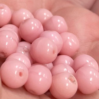 25 Vintage Rose Pink German Round Glass Beads