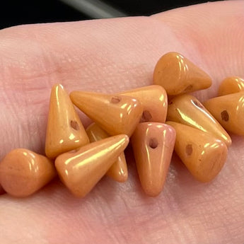 12 Luster Peach Orange Czech Spike Glass Beads