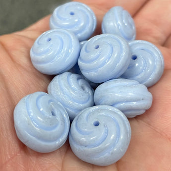 10 Vintage Semi Matte Cornflower Blue German Spiral Glass Beads