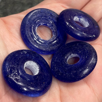 4 Vintage Cobalt Blue Donut Rings