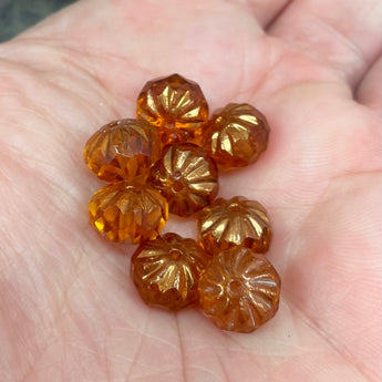 8 Topaz Metallic Pressed Czech Rondelle Glass Beads