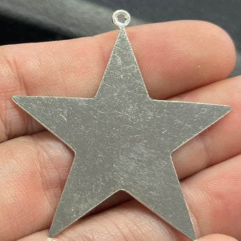 10 Vintage Plated Silver Star Pendants #8451