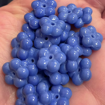 25 Vintage Periwinkle Blue Flower Glass Beads #9623