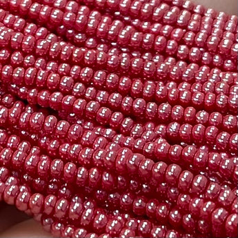 1 Hank Red Luster Czech Glass Seed Beads