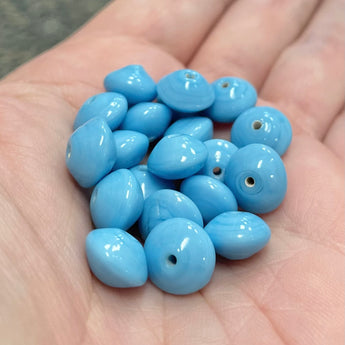 20 Vintage Blue Saucer Rondelle Glass Beads 9mm