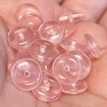 50 Translucent Pink Czech Disc Rondelle Glass Beads