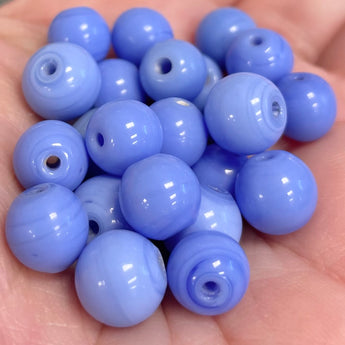 25 Mixed Cornflower Blue Round Glass Beads #4953