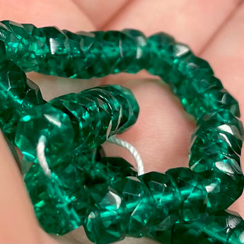 50 Emerald Czech Faceted Heishi Rondelle Glass Beads