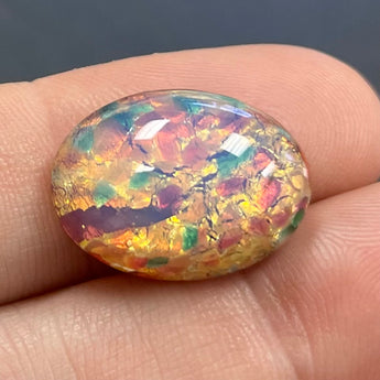 1 Vintage Czech Fire Opal Oval Glass Cabochon #7057