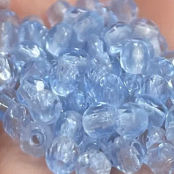 100 Czech Light Sapphire Blue Fire Polished Glass Beads