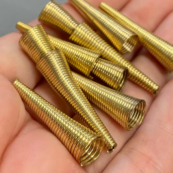 10 Light Gold Spring Metal Cone Bead Caps