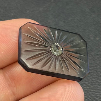 1 Vintage Black Diamond Camphor Glass Cabochon